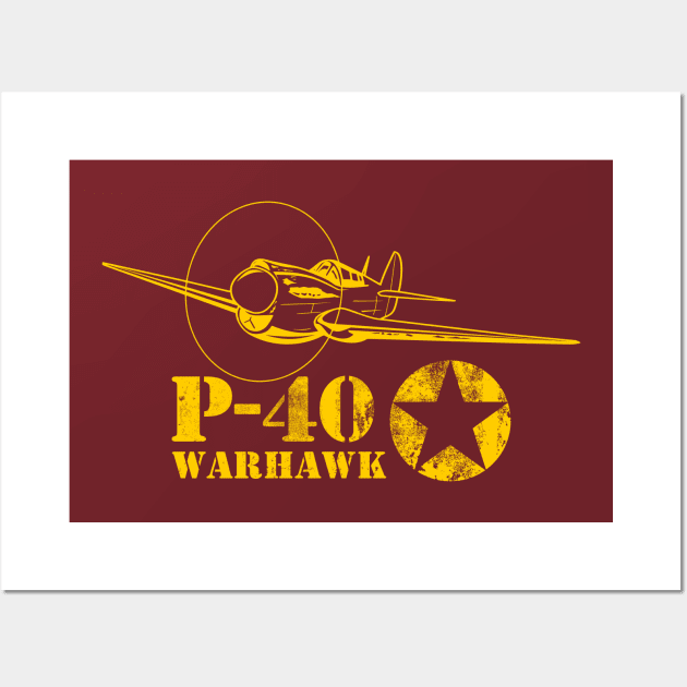 P-40 Warhawk (distressed) Wall Art by TCP